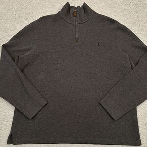 VTG Polo Ralph Lauren 1/4 Zip Pullover Sweater Men's XXL‎ Gray Knit Heavyweight